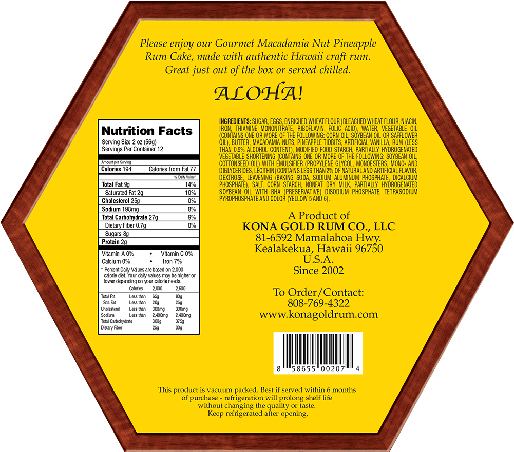Macadamia Nut Pineapple Rum Cake 24oz - Healthy Diet (1200x1200)