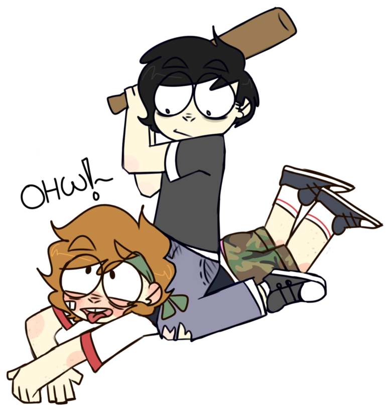 Two Bois And A Baseball Bat By Ghostxce - Cartoon (890x897)