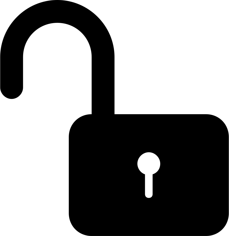 Unlocked Padlock Silhouette Security Interface Symbol - Unlock Lock Png (950x980)