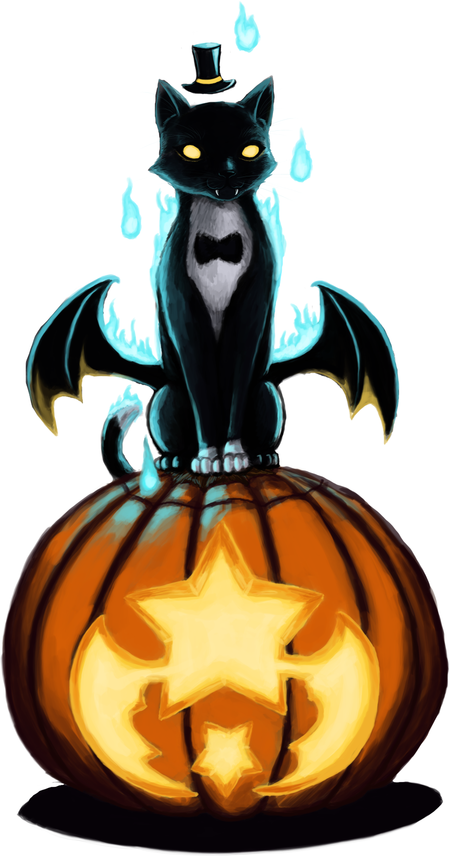 Halloween Cat And Pumpkin By Oreramar - Halloween (1280x1829)