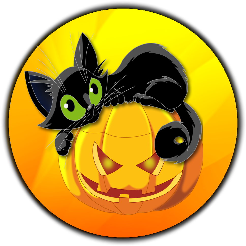 Black Cat Halloween Pumpkin Clip Art - Halloween Png (1000x1000)