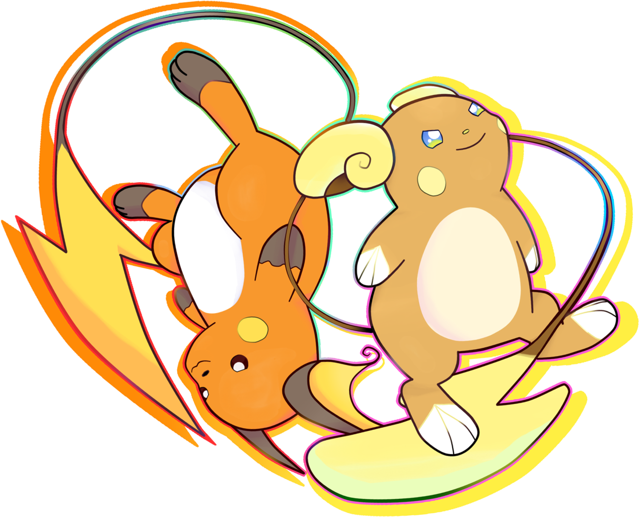 Pokémon Sun And Moon Pikachu Raichu Alola Art - Raichu And Alola Raichu (1280x1037)