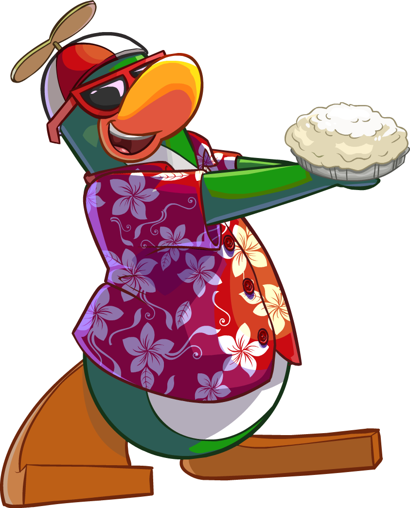 Rookie Holding Pie - Rookie Club Penguin 2016 (843x1045)