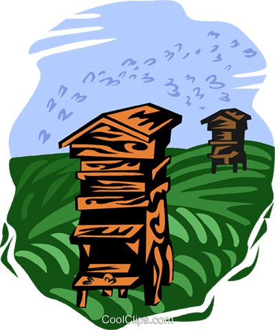 Bee Hives Royalty Free Vector Clip Art Illustration - Illustration (581x700)