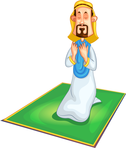 Clipart Yeşil Namazlıkta Dua Eden Erkek - Prayer (577x600)