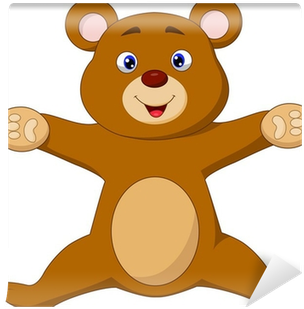 Happy Brown Bear Cartoon Jumping Wall Mural • Pixers® - Brown Bear (400x400)