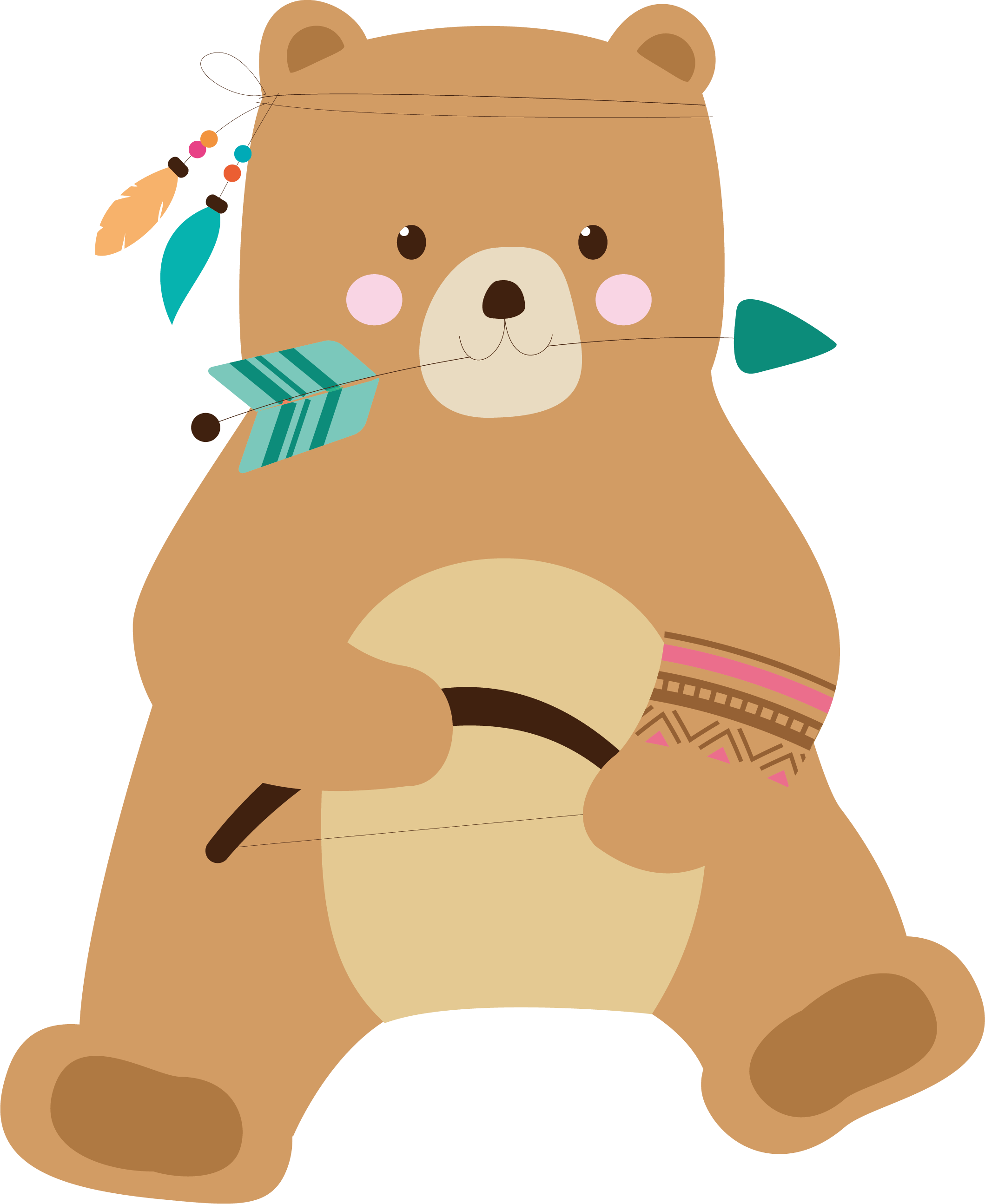 Brown Bear Teddy Bear Illustration - Bear Arrow Cartoon (2119x2591)