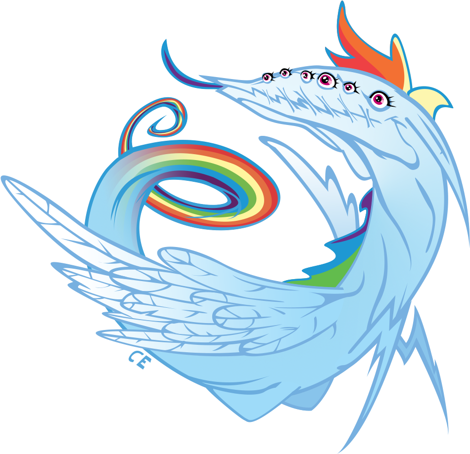 Hauo, Body Horror, Chaos Daemons, Demon, Flying, Nightmare - Rainbow Dash (1024x1024)