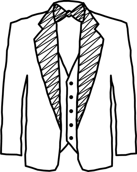 Tuxedo Outline Rubber Stamp - Tuxedo Outline (558x700)