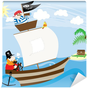 Pirate Ship And Island With Treasure - Pirate (400x400)