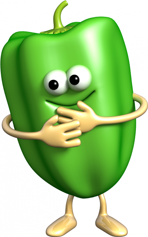 Funny Green Pepper Stickers - Pimiento Verde Animado (800x800)