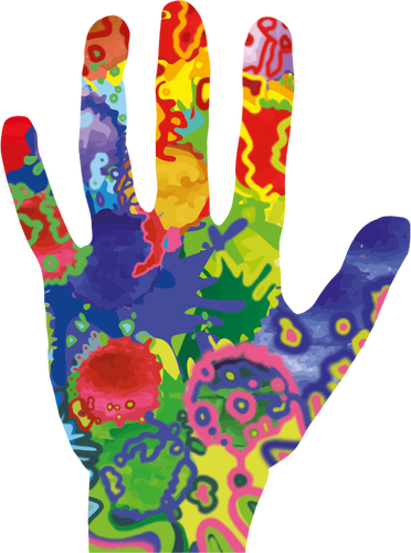 Five Fingers Hand Clipart Colorful Five Fingers Open - Colorful Hand (372x500)