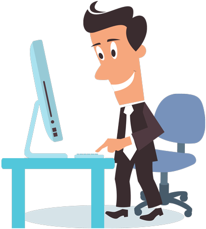 Computer Work Cartoon Png - (450x488) Png Clipart Download