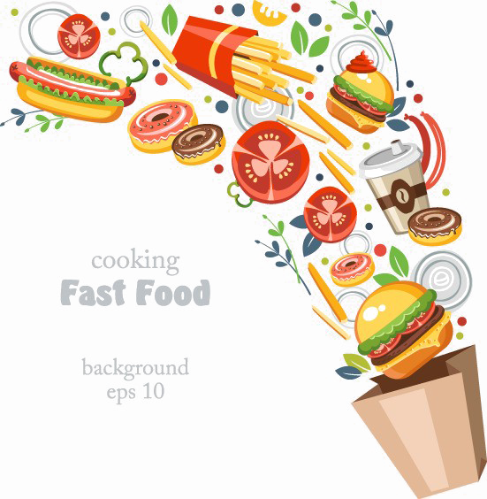 Fast Food Png Transparent Image - Fast Food Background Vector (551x564)