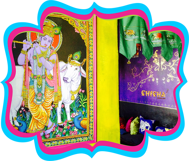 Shisha Lounge Cafe - Lord Krishna Indian Decor Cotton Tapestry Poster Size (616x525)