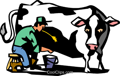 Ox Clipart Farming - Milking A Cow Cartoon (480x307)