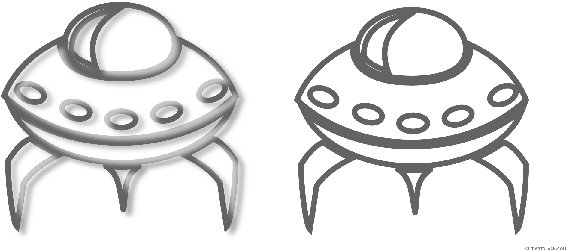 Spaceship Outline Transportation Free Black White Clipart - Alien Spaceship Coloring Pages (1979x883)