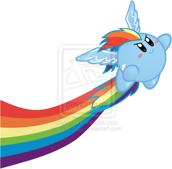 Jrk08004, Crossover, Kirby, Kirbyfied, Obtrusive Watermark, - Kirby And Rainbow Dash (600x598)