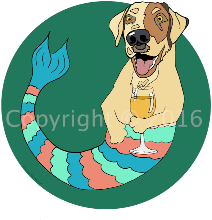 Monday The Yellow Lab - Mermutts Slouchy V-neck Monday The Yelllow Lab Mermutt (759x766)