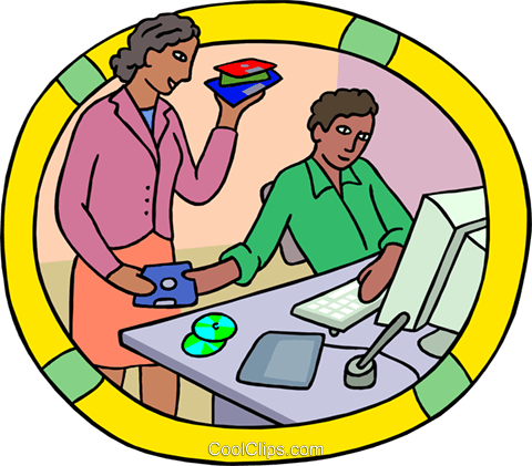Worker Loading Software On Computer Royalty Free Vector - Worker Loading Software On Computer Royalty Free Vector (480x421)