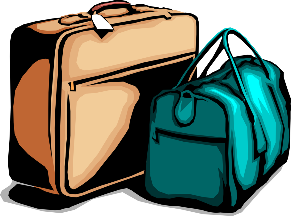 Vector Illustration Of Traveler's Baggage Or Luggage - Free Clip Art Duffle (942x700)
