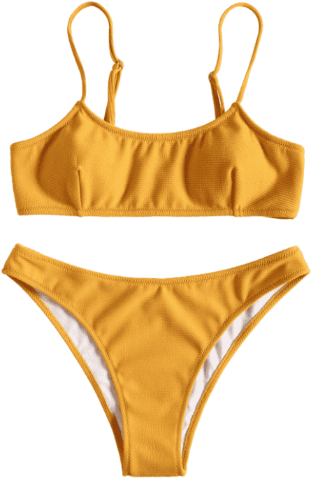 Spaghetti Straps Ribbed Texture Bikini - Spaghetti (539x761)