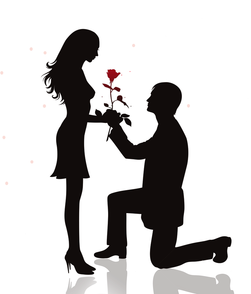 Silhouette Clip Art - Boy And Girl Propose (903x992)