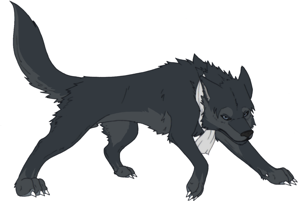 The Mighty Fall - Black Wolf Cartoon Png (1024x714)