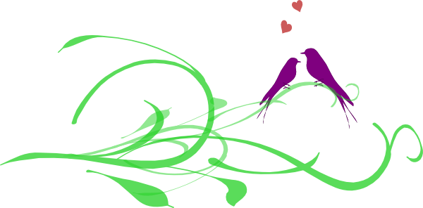 How To Set Use Love Birds On A Branch Svg Vector - Flowers And Birds Heart Wall Art Sticker Decal, Black, (600x296)