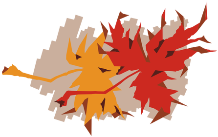 Colorful Fall Leaves Vector Drawing - Drawing (500x353)