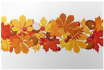 Horizontal Seamless Background With Autumn Leaves - Illustration (400x400)