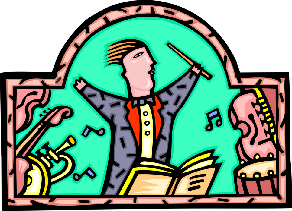 Conductor Leading His Orchestra Royalty Free Vector - Bothell (966x700)