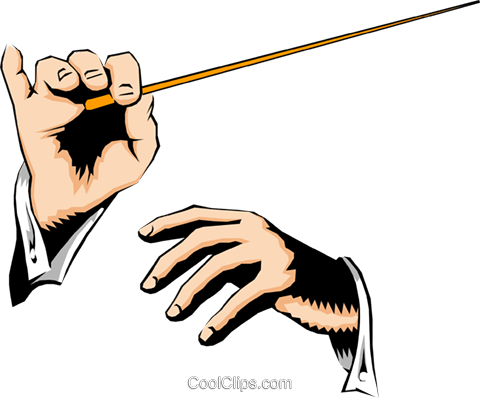 Hands Conducting Royalty Free Vector Clip Art Illustration - Conductor Baton (480x398)