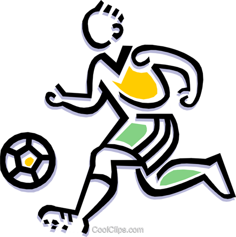 Jogador De Futebol Dribles Bola Livre De Direitos Vetores - Person Playing Soccer (478x480)