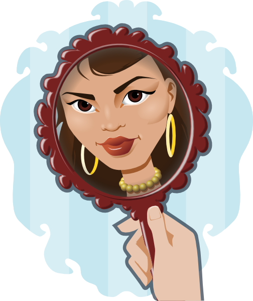 Woman Looking In Mirror Clipart (504x599)