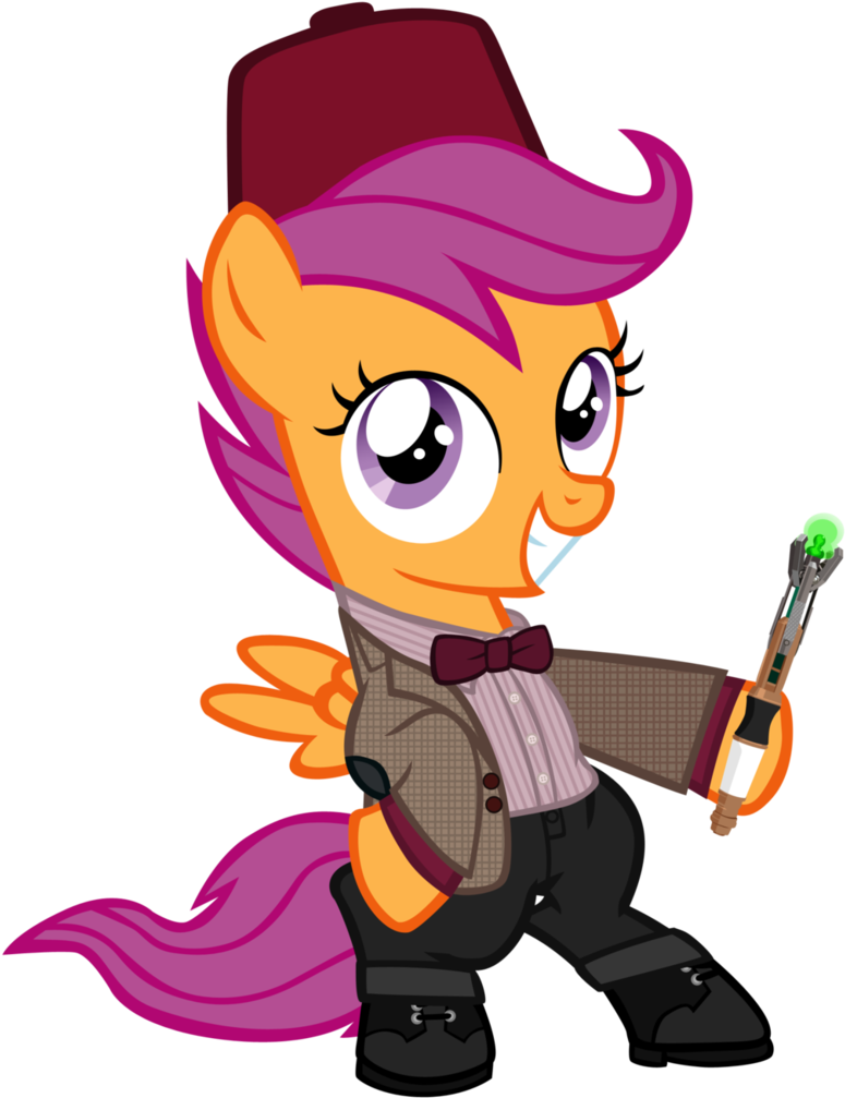 Scootaloo As The 11th Doctor By Cloudyglow - Scootaloo As The 11th Doctor V-neck Tees (788x1013)