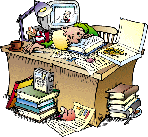 Stressed Student Studying Clipart - Stressed Out Student Cartoon (478x444)