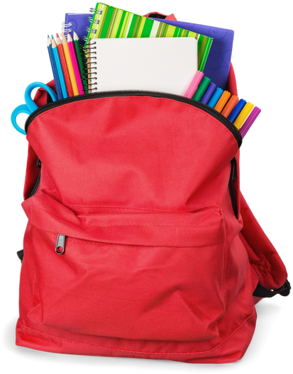 Schoolbag With Supplies - School Supply Background (450x550)