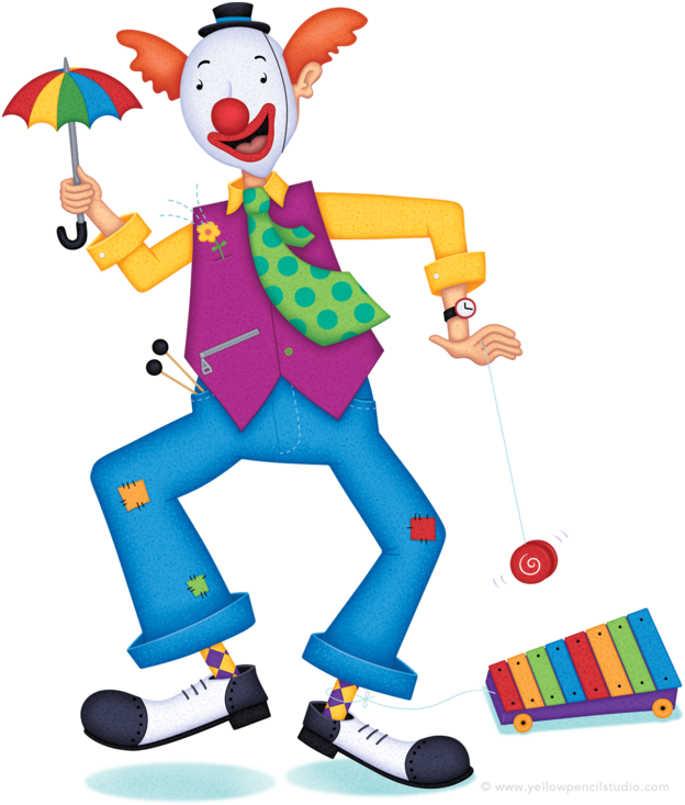 Alphabet Clown Yellow Pencil Studio - Cartoon (1000x733)