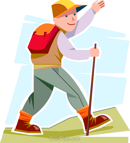 Boy Hiking Royalty Free Vector Clip Art Illustration - Boy Hiking Clip Art (436x480)