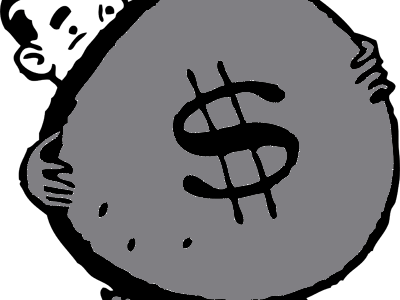 Cartoon Man Holding Money Bag Graydark - Bag Of Money Clipart (400x300)