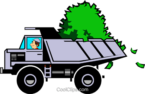 Cartoon Dump Truck With Money Royalty Free Vector Clip - Caminhão De Dinheiro Png (480x312)