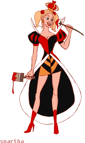 Harley Quinn Queen Of Hearts Batman Alice In Wonderland - Cartoon (299x478)