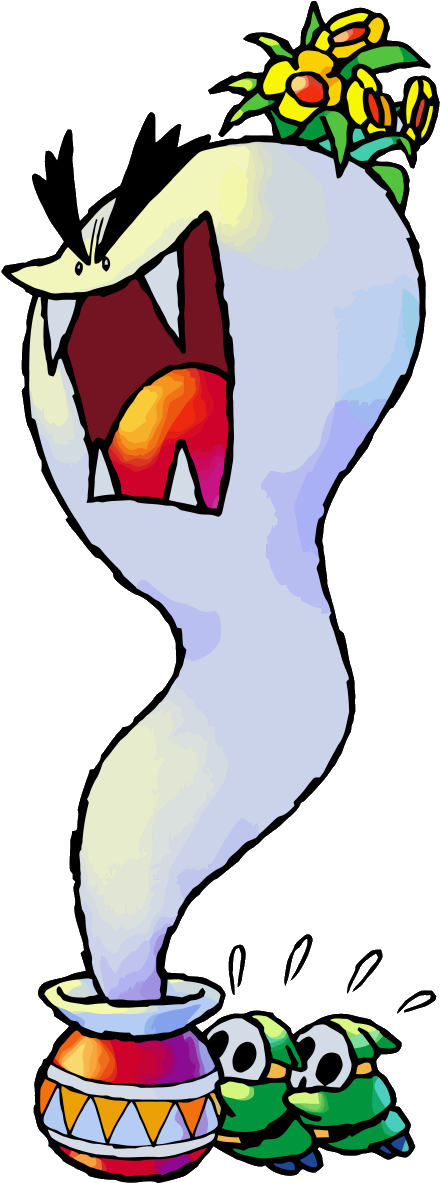 Roger's Artwork From Super Mario World - Yoshi's Island Potted Ghost (462x1210)