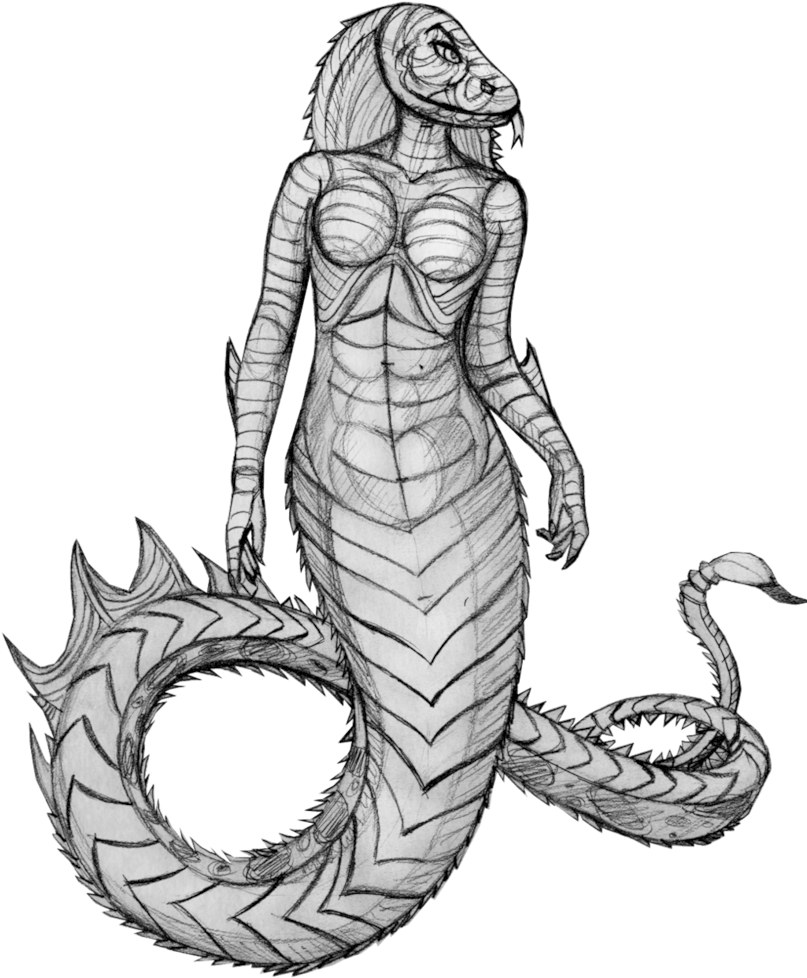 Drawn Cobra Naga - Sketch (806x990)