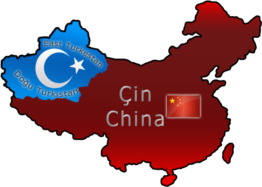 Flag Map Of East Turkestan By Llmatako - East Turkestan Flag Map (1095x730)