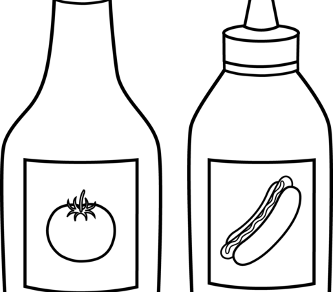 484 X 550 - Ketchup Clipart Black And White (484x425)