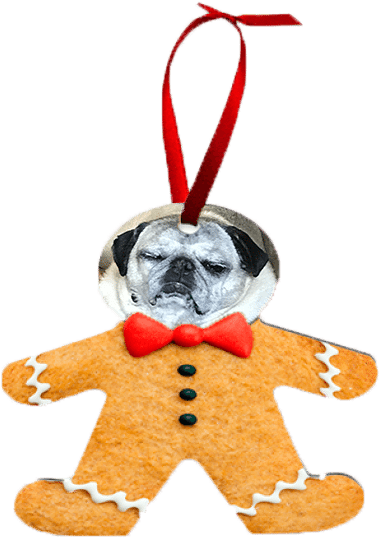 Gingerbread Man Ornament 2 Sided Aluminum - Pug (500x554)