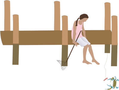Ian Symbol Chicken Necking - Fishing Off A Pier Drawing (400x304)