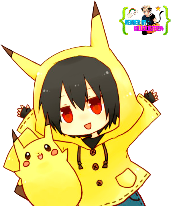 Render Red Pokemon By Killerjeff234-d6nus19 - Red Y Pikachu Chibi (654x735)